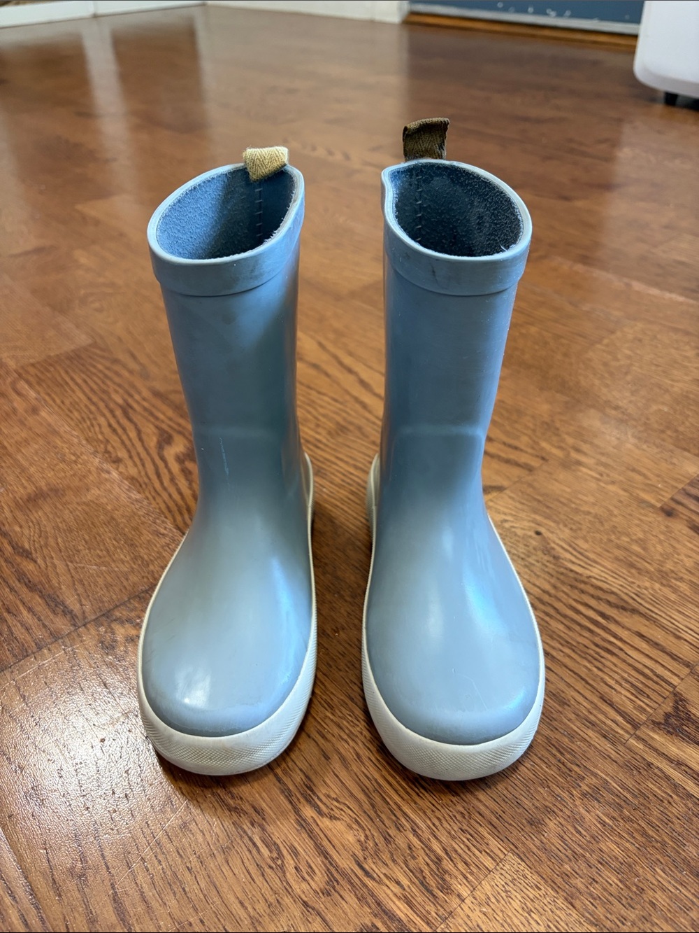 Rylee + Cru Pale Blue Kids Rain Boots with Cream Soles